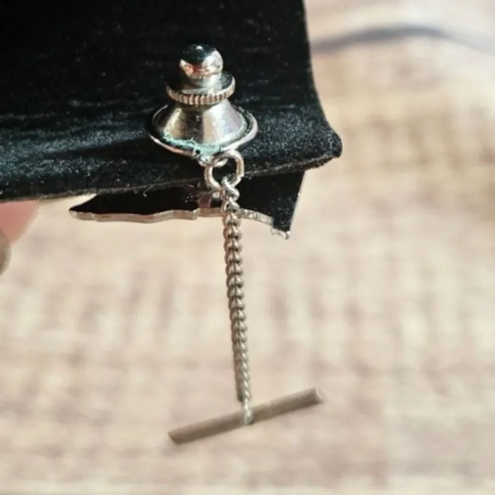 Ameican Flag Tie Pin with Button Chain